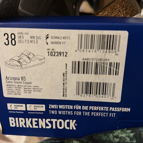 New Birkenstock Arizona Gator Gleam Two-Strap Comfort Sanda‎ - Picture 4 of 7